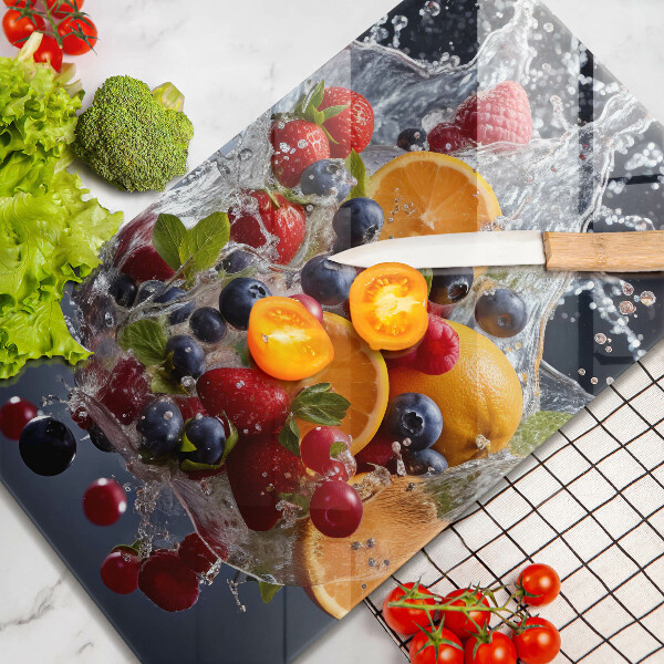 Skleněná krájecí deska Ovoce ve vodě