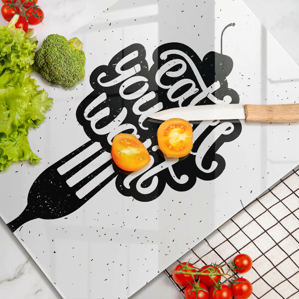 Skleněná krájecí deska Eat all you want