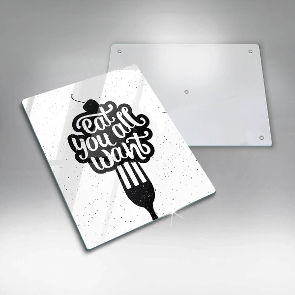 Skleněná krájecí deska Eat all you want