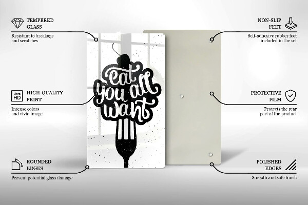 Skleněná krájecí deska Eat all you want