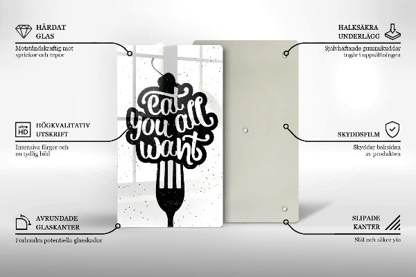 Skleněná krájecí deska Eat all you want