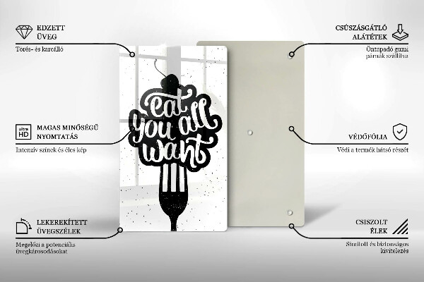 Skleněná krájecí deska Eat all you want