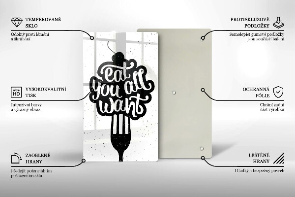 Skleněná krájecí deska Eat all you want