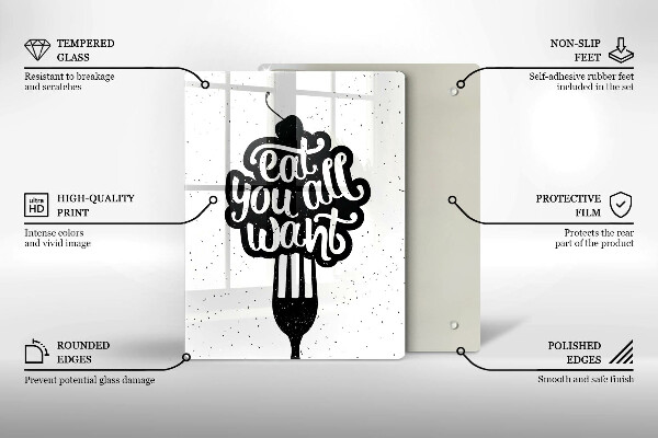 Skleněná krájecí deska Eat all you want