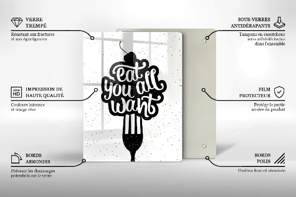 Skleněná krájecí deska Eat all you want