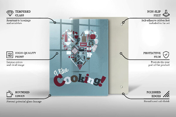 Skleněné krájecí prkénko I like cooking