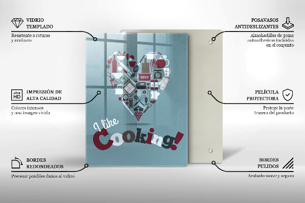 Skleněné krájecí prkénko I like cooking