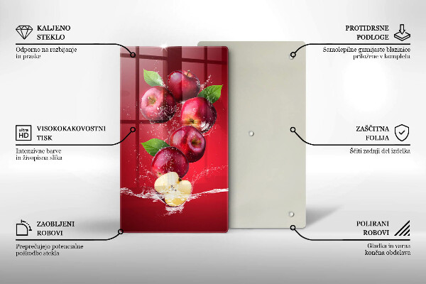 Skleněné krájecí prkénko Šťavnatá jablka ve vodě