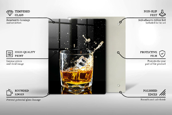 Skleněné krájecí prkénko Sklenka whisky