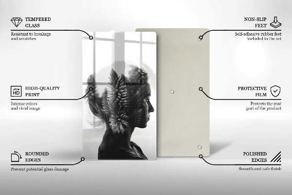 Skleněná krájecí deska Žena a les