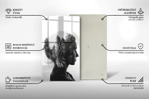 Skleněná krájecí deska Žena a les