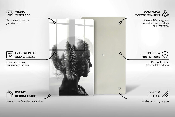 Skleněná krájecí deska Žena a les