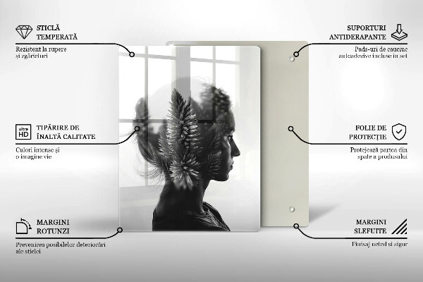 Skleněná krájecí deska Žena a les