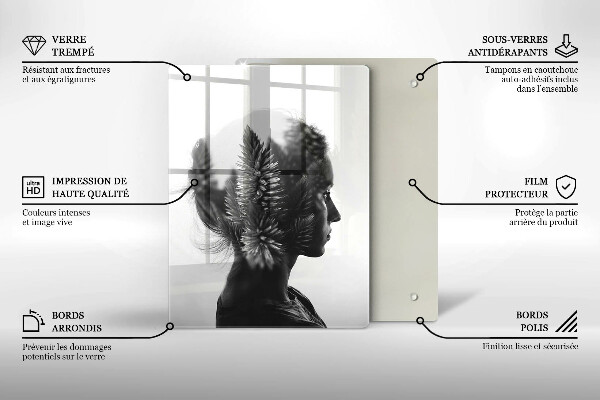 Skleněná krájecí deska Žena a les