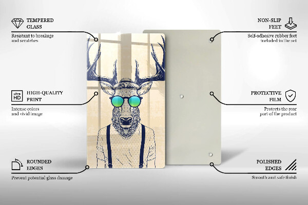 Skleněná krájecí deska Jelen muž ilustrace