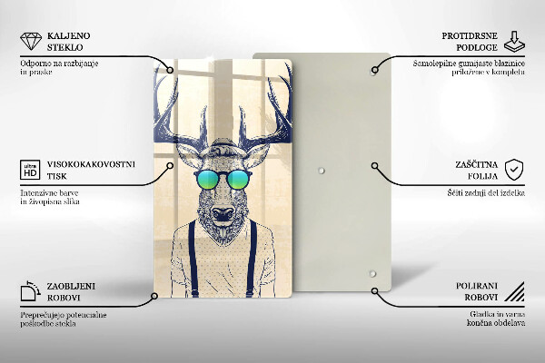 Skleněná krájecí deska Jelen muž ilustrace