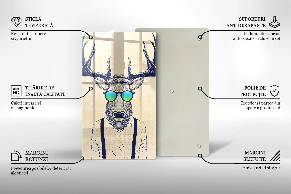 Skleněná krájecí deska Jelen muž ilustrace