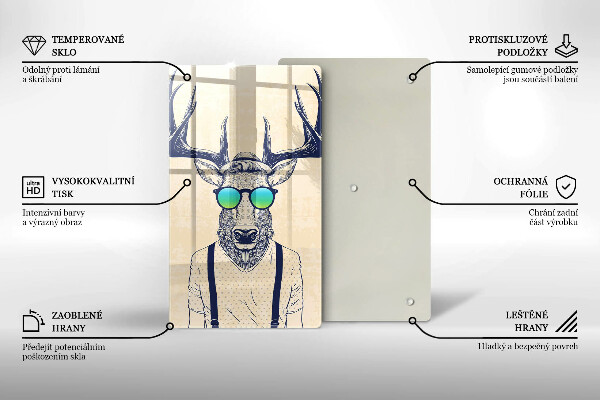 Skleněná krájecí deska Jelen muž ilustrace