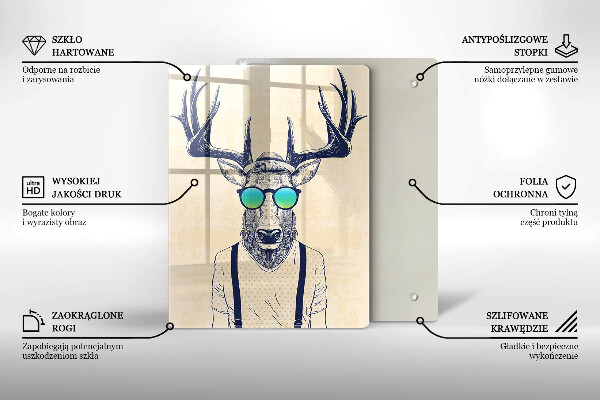 Skleněná krájecí deska Jelen muž ilustrace