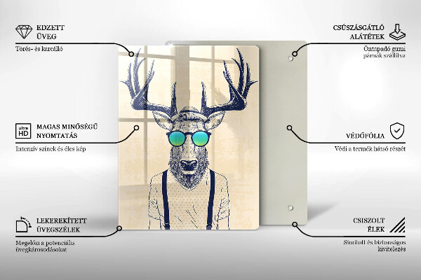 Skleněná krájecí deska Jelen muž ilustrace