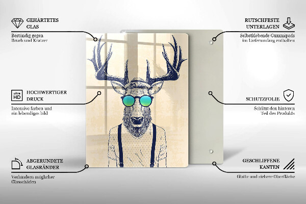 Skleněná krájecí deska Jelen muž ilustrace