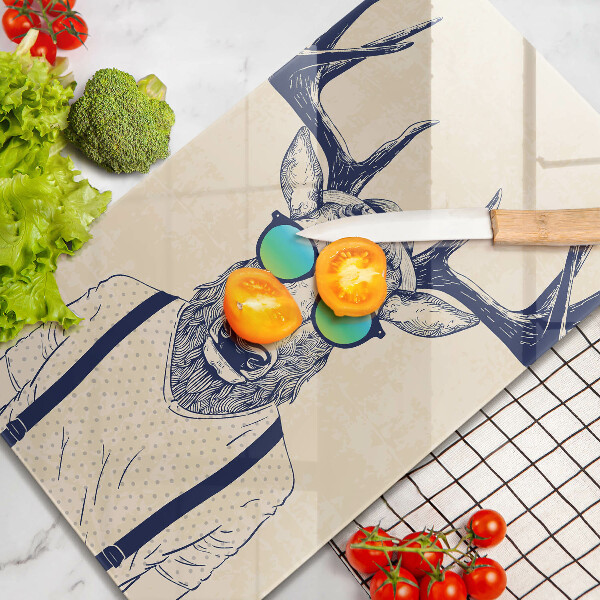 Skleněná krájecí deska Jelen muž ilustrace