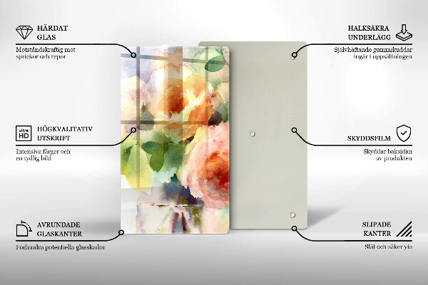 Skleněné krájecí prkénko Malované květiny