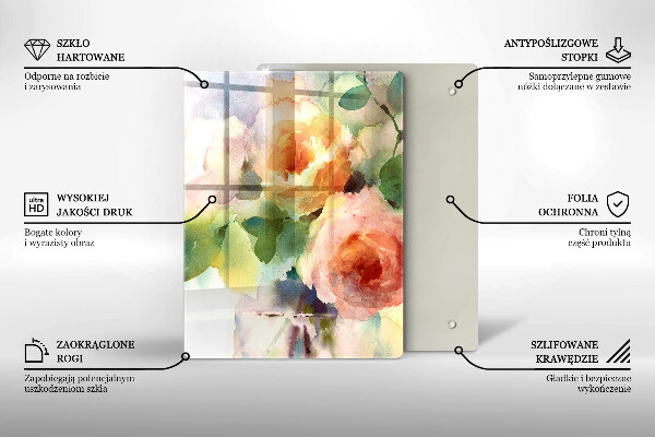 Skleněné krájecí prkénko Malované květiny