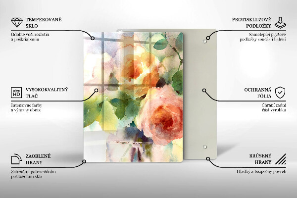 Skleněné krájecí prkénko Malované květiny