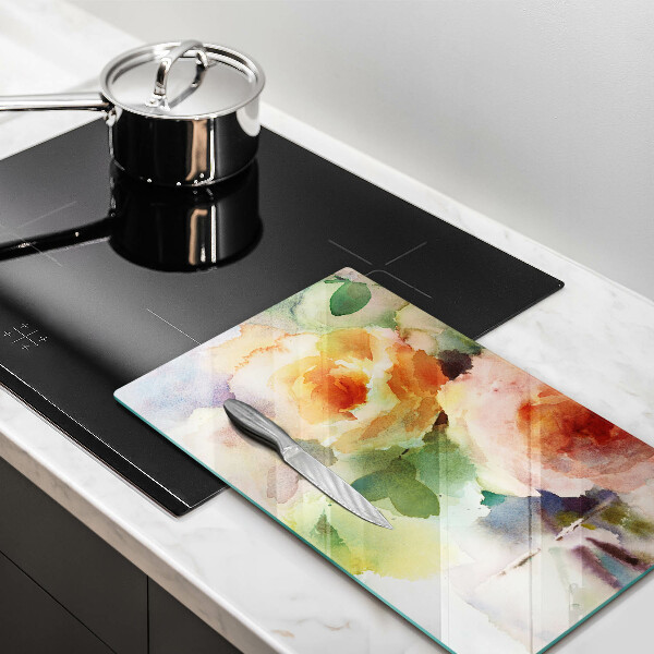 Skleněné krájecí prkénko Malované květiny