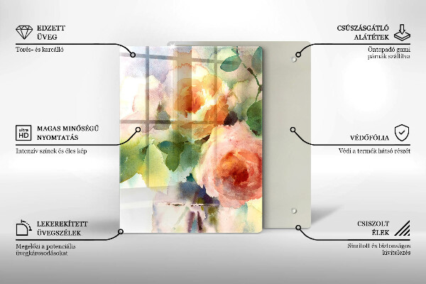 Skleněné krájecí prkénko Malované květiny