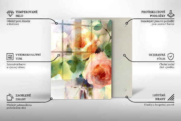 Skleněné krájecí prkénko Malované květiny