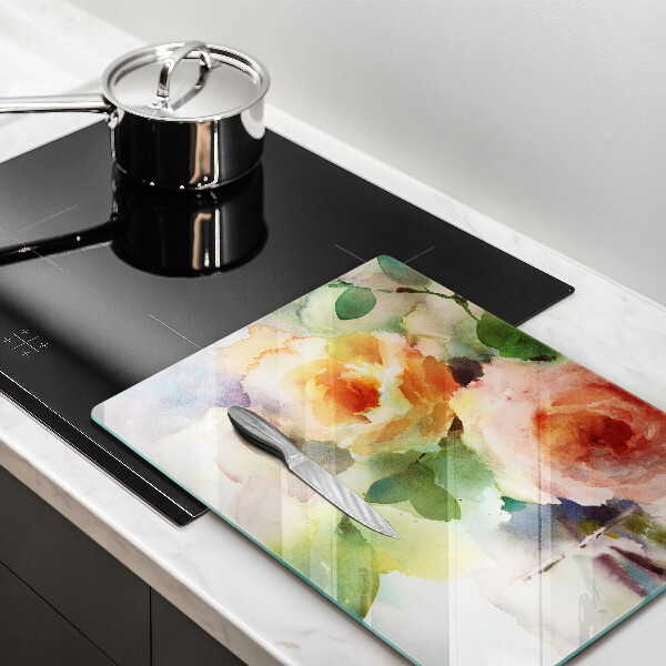 Skleněné krájecí prkénko Malované květiny