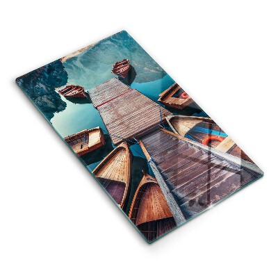 Skleněné krájecí prkénko Lodě na jezeře