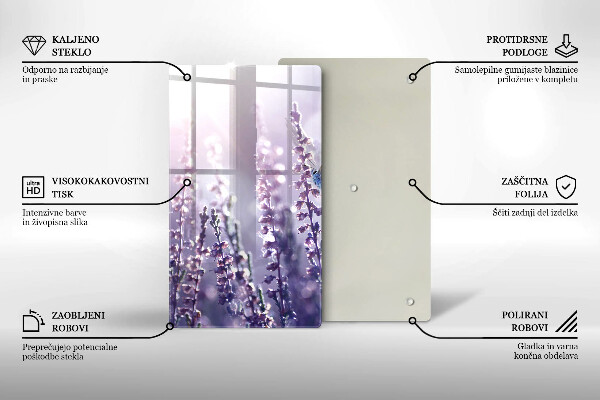 Skleněná krájecí deska Divoké květiny a motýl