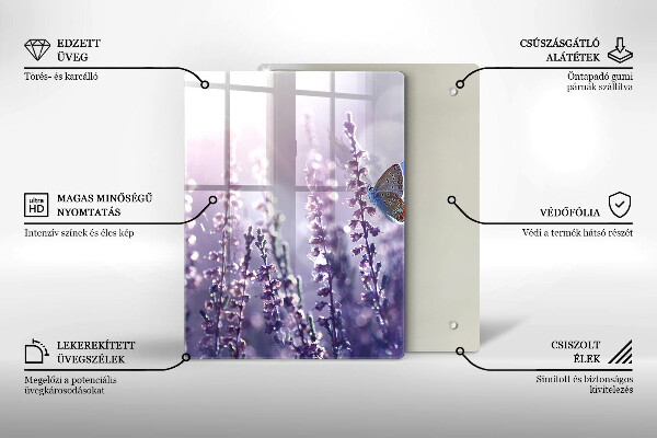 Skleněná krájecí deska Divoké květiny a motýl