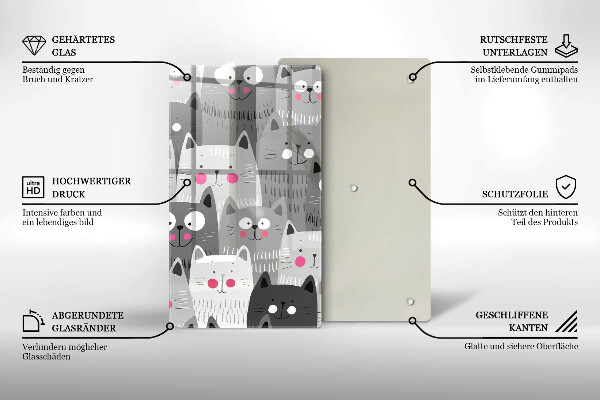 Skleněná krájecí deska Ilustrace kočky