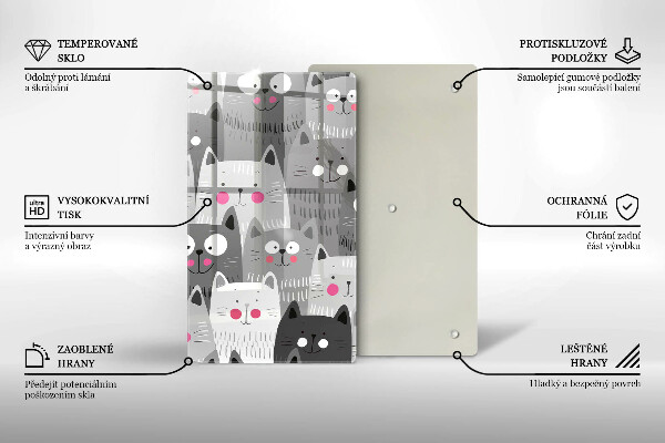 Skleněná krájecí deska Ilustrace kočky