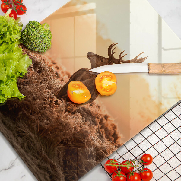 Skleněná krájecí deska Jelen v poli