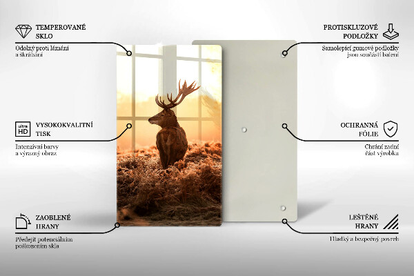 Skleněná krájecí deska Jelen v poli