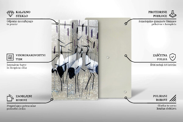 Skleněná krájecí deska Japonské jeřáby