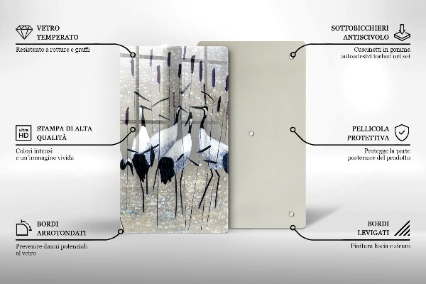 Skleněná krájecí deska Japonské jeřáby