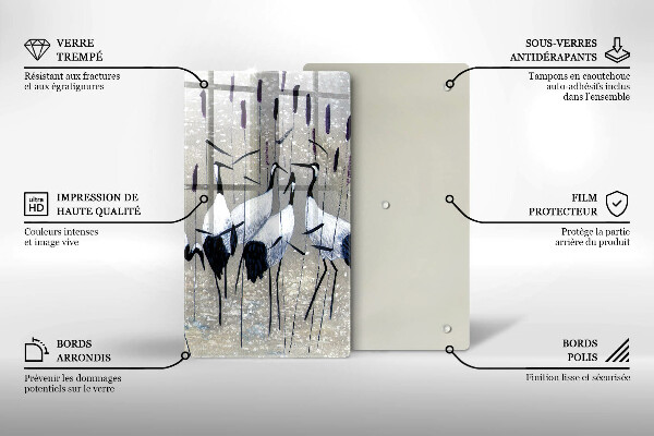 Skleněná krájecí deska Japonské jeřáby