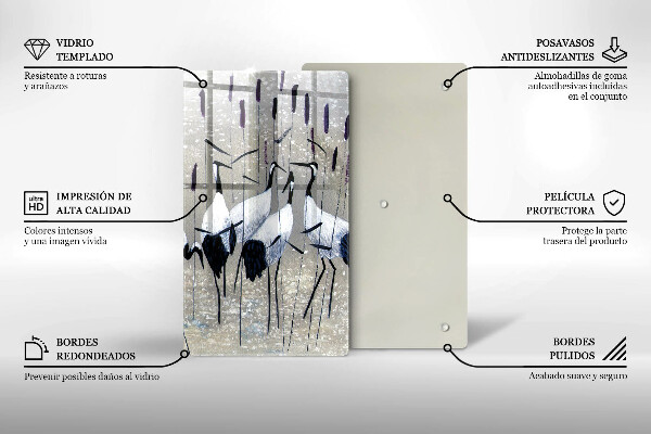 Skleněná krájecí deska Japonské jeřáby
