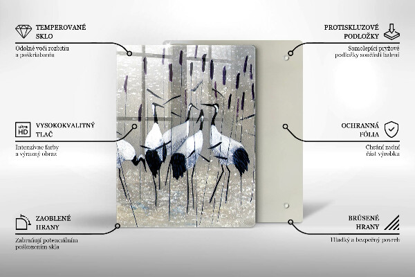 Skleněná krájecí deska Japonské jeřáby