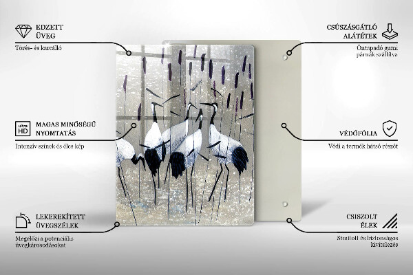 Skleněná krájecí deska Japonské jeřáby