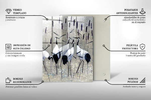Skleněná krájecí deska Japonské jeřáby
