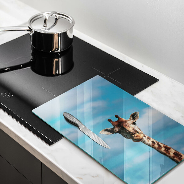 Skleněná krájecí deska Žirafa a nebe