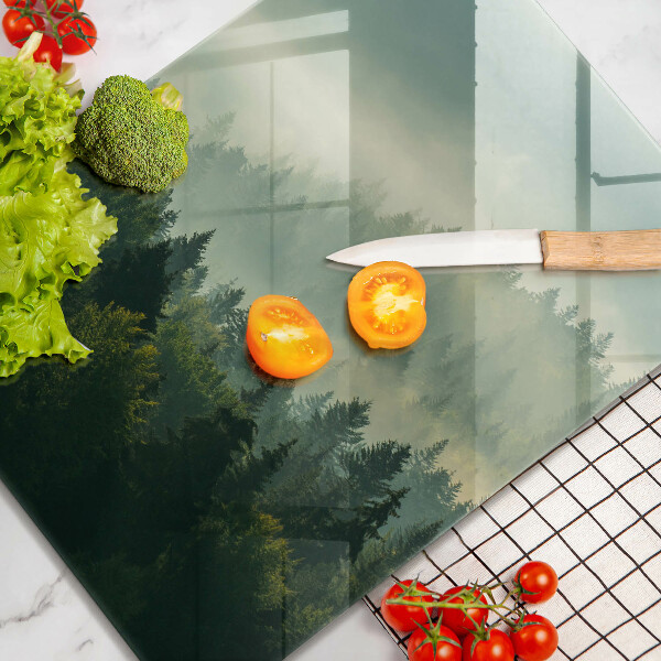 Skleněné krájecí prkénko Krajina Pohled na les