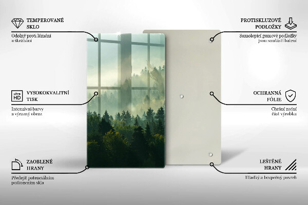 Skleněné krájecí prkénko Krajina Pohled na les